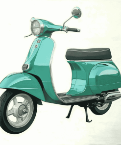 Green Lambretta Scooter Diamond Painting