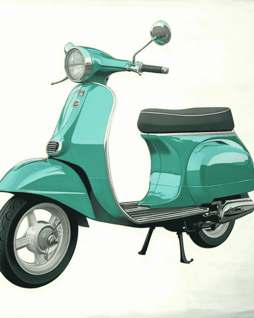 Green Lambretta Scooter Diamond Painting