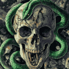 Green Snake Skull Diamond Painting