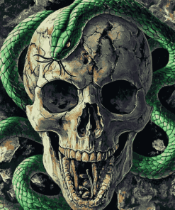 Green Snake Skull Diamond Painting