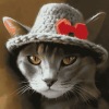 Grey Cat With Blue Hat Diamond Painting