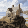 Grey Cottage Seascape Diamond Painting