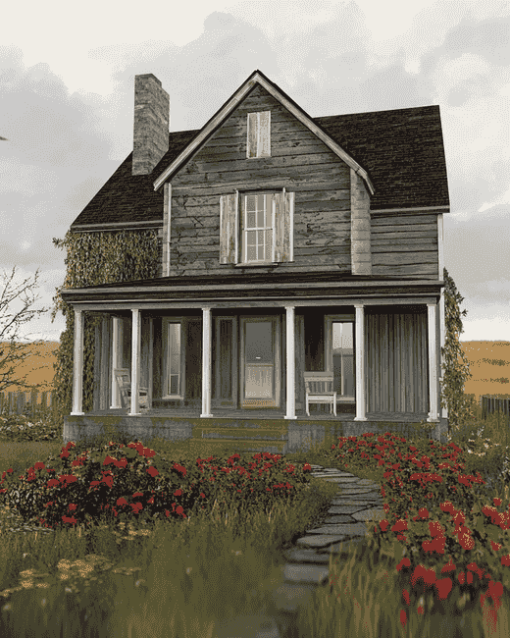 Grey Country House Diamond Painting