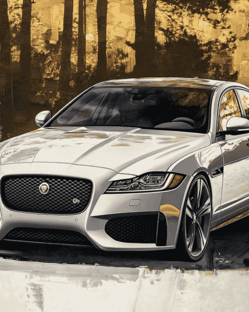 Grey Jaguar XF Luxury Diamond Painting