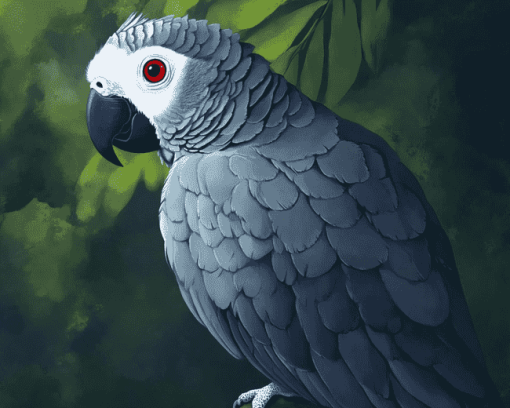 Grey Parrot Bird Diamond Painting