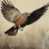 Grey and Brown Flying Bird Diamond Painting