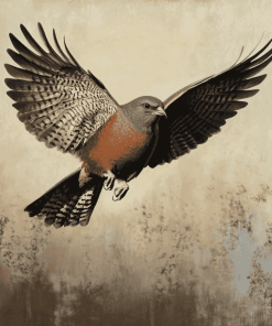 Grey and Brown Flying Bird Diamond Painting