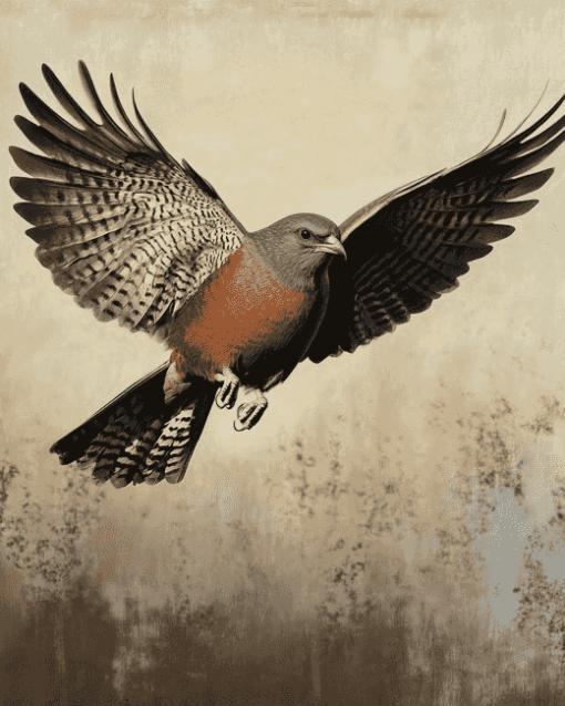 Grey and Brown Flying Bird Diamond Painting