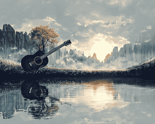 Guitar Landscape Scenic Diamond Painting