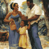 Happy Black Family Cartoon Diamond Painting