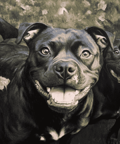 Happy Black Staffy Diamond Painting