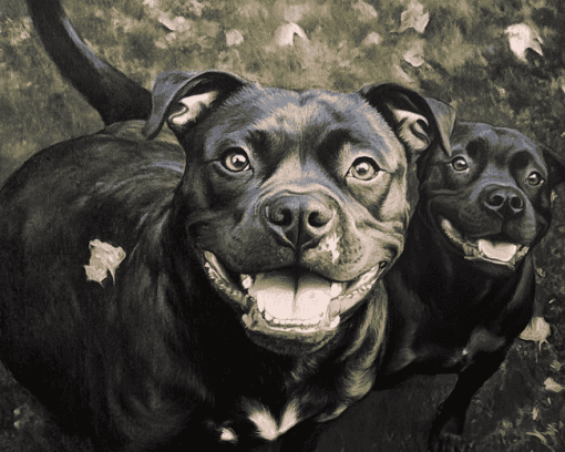 Happy Black Staffy Diamond Painting