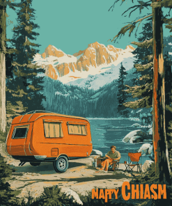 (Happy Camper Travel Cartoon Diamond Painting)