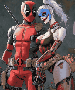 Harley Quinn and Deadpool Animation Diamond Painting