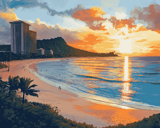 Honolulu Island Beach Diamond Painting