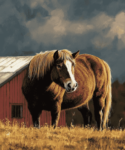 Horse Barn Landscape Diamond Painting