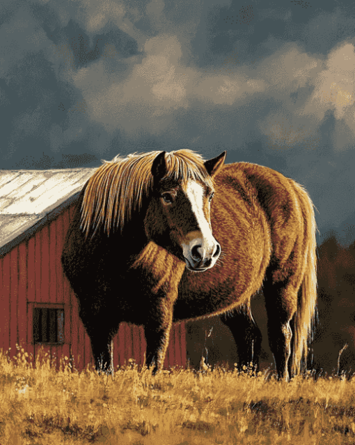 Horse Barn Landscape Diamond Painting