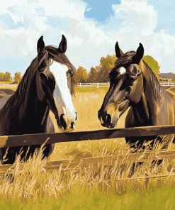 Horse Farm Scene Diamond Painting