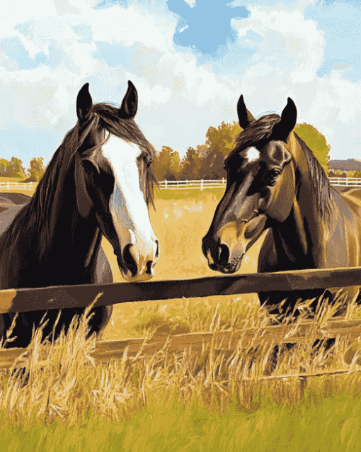 Horse Farm Scene Diamond Painting