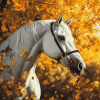 Horse in Autumn Leaves Diamond Painting