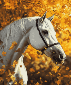 Horse in Autumn Leaves Diamond Painting