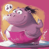 Hot Pink Gym Hippo Diamond Painting