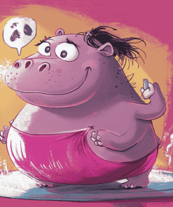 Hot Pink Gym Hippo Diamond Painting