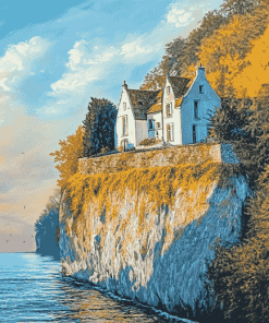 House on a Cliff Seascape Diamond Painting