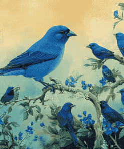 Indigo Bunting Bird Diamond Painting