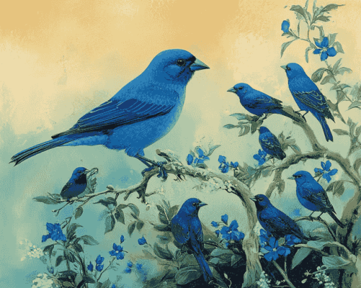 Indigo Bunting Bird Diamond Painting