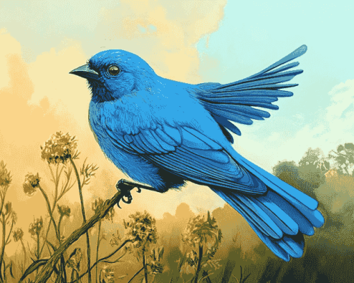 Indigo Bunting Bird Diamond Painting