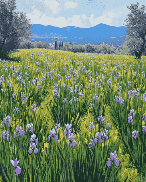 Irish Mountain Iris Field Diamond Painting