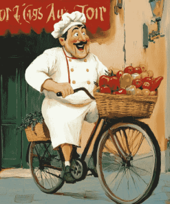 Italian Chef Animation Bicycle Diamond Painting