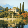 Italian Lakeside Villa Diamond Painting