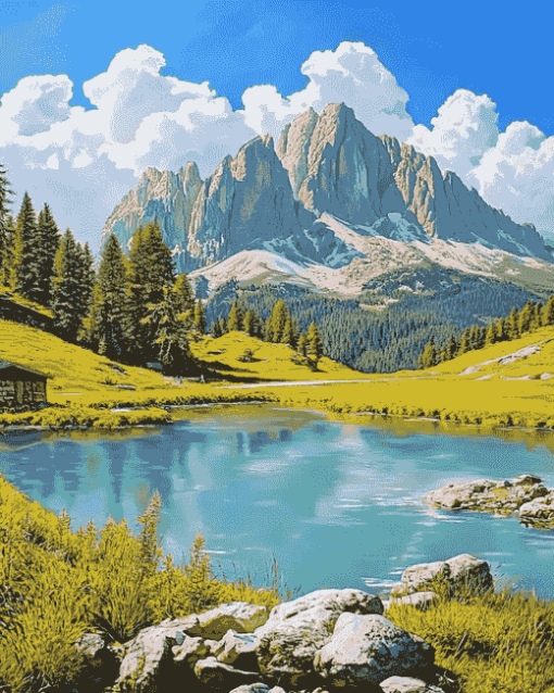 Italian Mountains and Lakes Diamond Painting