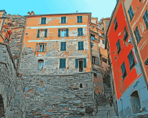 Italian Vernazza Cityscape Diamond Painting