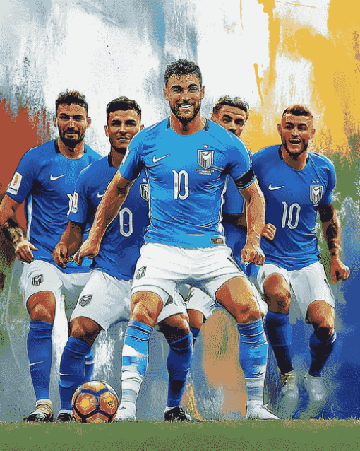 Italy Azurri Football Team Diamond Painting