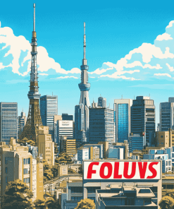 Japanese Skyline Animation Diamond Painting