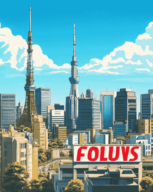 Japanese Skyline Animation Diamond Painting