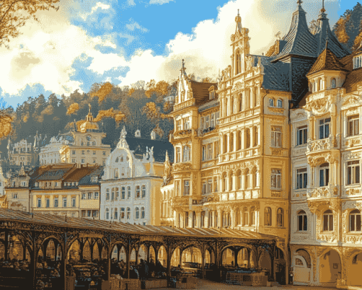 Karlovy Vary Buildings Diamond Painting