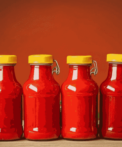 Ketchup Bottles Red Scene Diamond Painting