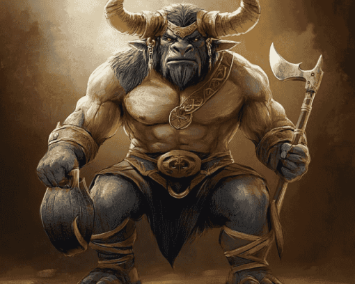 King Minotaur Beast Fantasy Diamond Painting