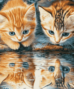 Kittens Water Reflection Diamond Painting