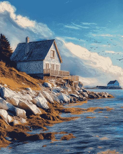 LUXURY SEASIDE COTTAGE SCENERY DIAMOND PAINTING