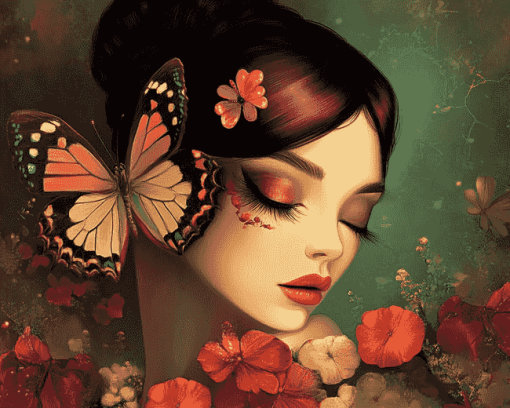 Lady Butterfly Art Diamond Painting