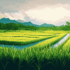 Landscape Rice Field Diamond Painting