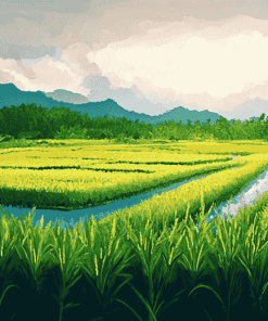 Landscape Rice Field Diamond Painting