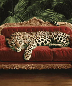 Leopard Relaxing on Sofa Diamond Painting