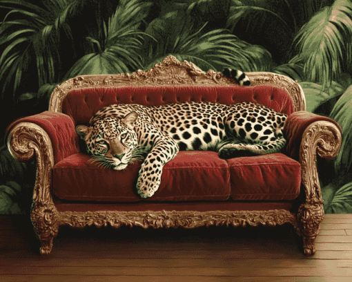 Leopard Relaxing on Sofa Diamond Painting