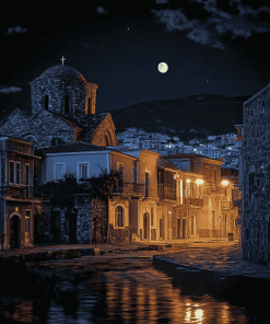 Lesbos Island Nightscape Diamond Painting